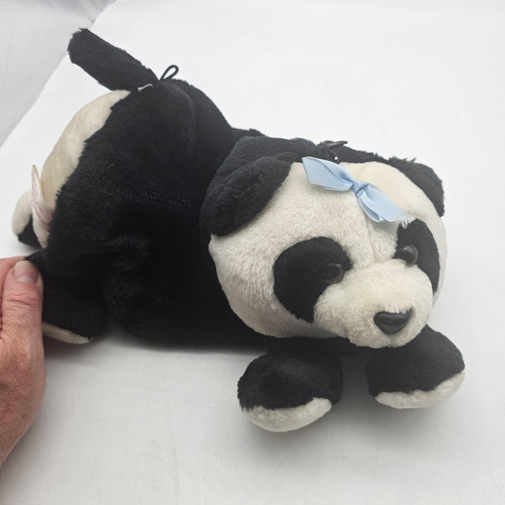 Fuzz Buddy's Panda Plush Stuffed Animal Toy 16" Black White Zipper Pouch Cute